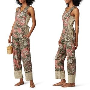 Warm Floral V-Neck Jumpsuit Size 0
